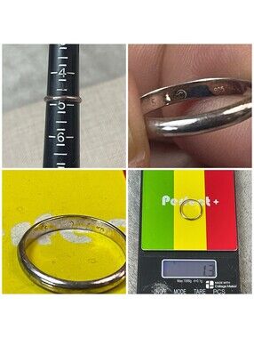 VTG 925 Sterling Silver Classic Wedding Band Ring Size 4.75